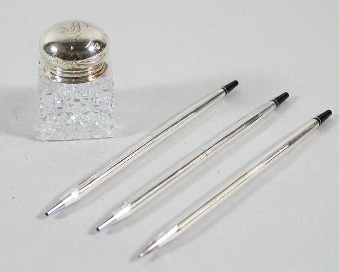 STERLING SILVER CROSS PENS, PENCIL, & INKWELL