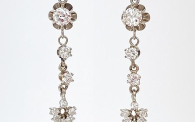 Sapphire And Diamond Drop Earrings, 14k Wg