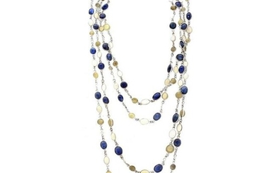 Sapphire, Opal, Diamond and Tiger Eye Necklace