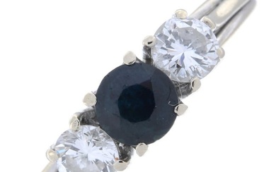 Sapphire & diamond three-stone ring