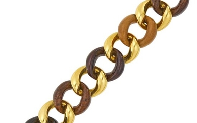 Seaman Schepps Gold and Wood Curb Link Bracelet