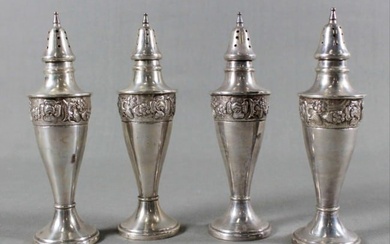 Set Of 4 Sterling Silver Salt Shakers