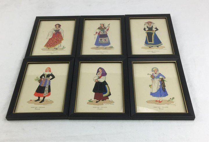 Set of 6 Framed Prints of Italian Traditional Dress