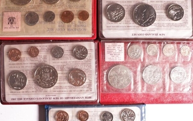 Set of Five NZ Mint Sets incl. 1969, 1974, 1981-83 in Original Mint Wallets