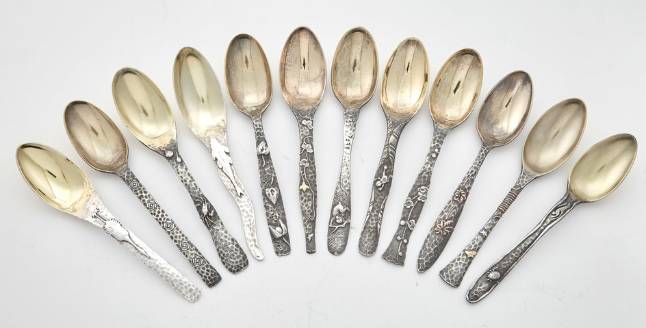 Set of Twelve Tiffany & Co. Sterling Silver and Mixed Metal Teaspoons