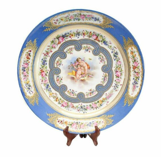 Sevres Porcelain Wall Charger, Hand Painted, 19th C
