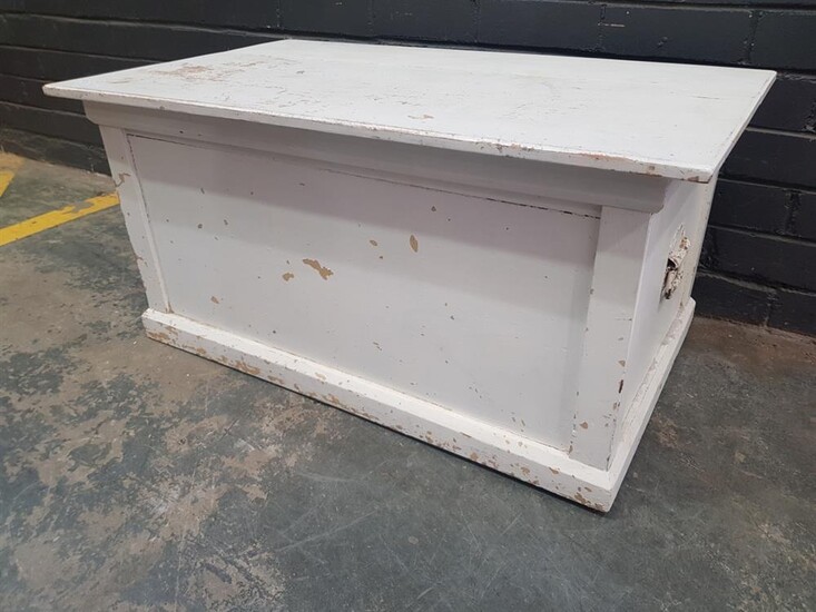 Shabby Chic Lift Top Trunk with Handles (H:44 W:91 D:55cm)