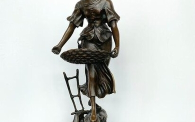 Sign. Bronze statue "The Sower" with marble base
