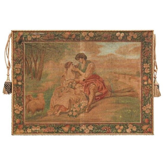 Signed G. Ceccarelli Antique Italian Painted Tapestry