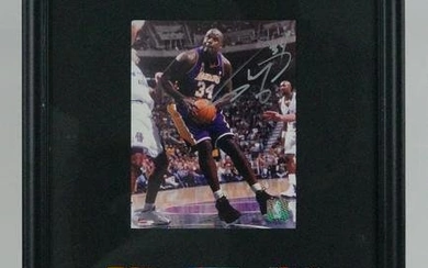 Signed Shaquille O'Neal Portrait w/ Rare NBA Cards