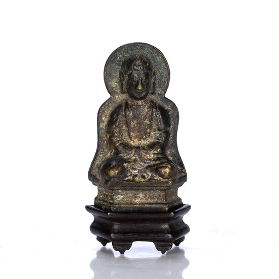 Silk Road gilt bronze Buddha