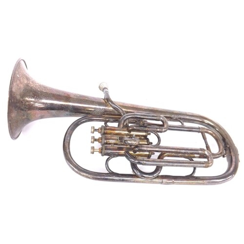 Silver plated tenor horn by and inscribed Couesnon & Cie...