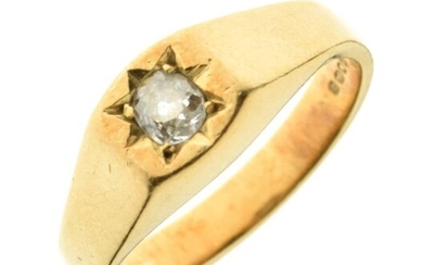 Single stone diamond ring, in 18ct yellow gold, the...
