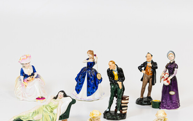 Six Royal Doulton Figures and Two Royal Worcester Figures