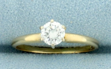 Solitaire Diamond Engagement Ring in 14K Yellow Gold