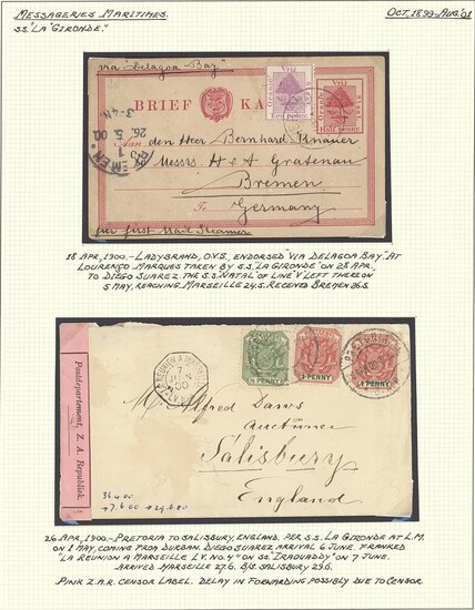 South African Maritime Mail from 1677 The "Joachim" Collection Foreign Lines France Messageries...