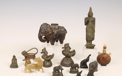 Southeast Asia, collection of bronze opium weights and Buddha figures