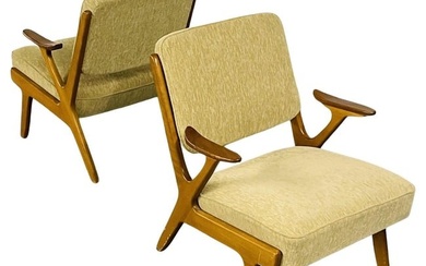 Svegards Makaryd, Mid-Century Modern, Accent Chairs, Fabric, Wood, Sweden, 1960s