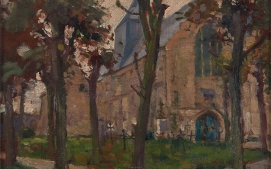 TARDIEU Victor (1870-1937) "L'église" Huile sur panneau signée en bas à gauche, située et datée...