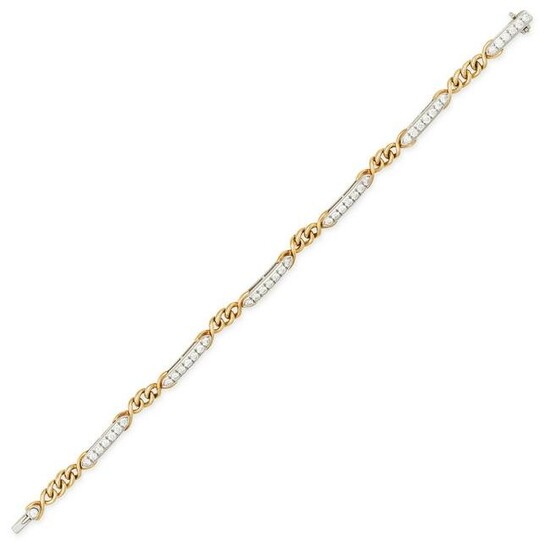 TIFFANY & CO., A DIAMOND BRACELET in platinum and 18ct yellow gold, comprising six rows of round