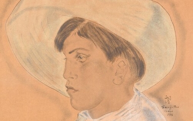 TSUGUHARU FOUJITA (1886-1968) Jeune mexicain au chapeau, 1933 Aquarelle, gouache et encre de Chine sur...