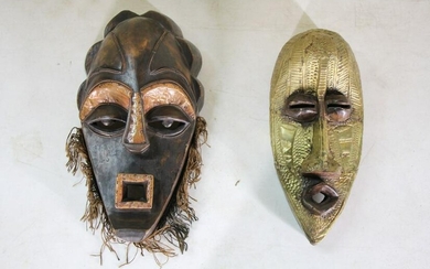 TWO AFRICAN WOOD CARVED MASKS