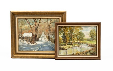 TWO OHIO LANDSCAPES BY DAVID (JAMES) HILL (1926-2007).
