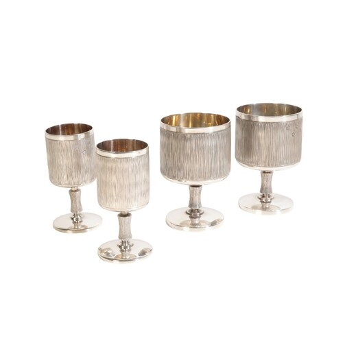TWO PAIRS OF ART DECO STYLE SILVER WINE CUPS by Royal Irish ...