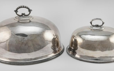 TWO SILVER PLATED MEAT DOMES 19th Century Lengths