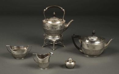 Tea Set. An Edwardian silver 4-piece tea set