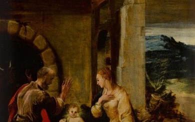 The Holy Family in a landscape, Girolamo Mazzola Bedoli