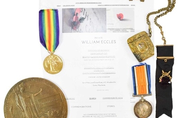 A First World War Memorial Plaque, British War Medal and Victory Medal