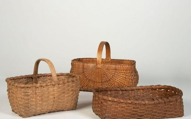 Three Splint Oak Gathering Baskets