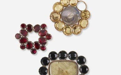 Three antique gem-set brooches