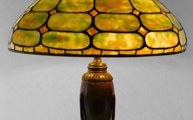 Tiffany Studios Leaded Green Glass Table Lamp