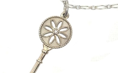 Tiffany TIFFANY & Co Daisy Key Necklace Pendant Silver Diamond