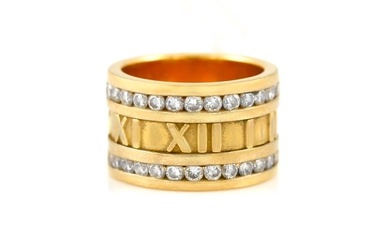 Tiffany & Co. Atlas Roman Numeric Ring with Diamonds