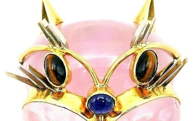 Tiffany & Co. Vintage Pink Quartz Gemstone Yellow Gold