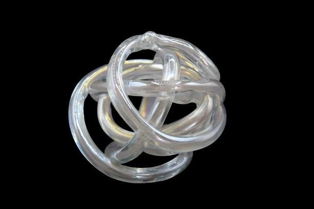Twisted Pearlescent Blown Glass Tube Sculpture