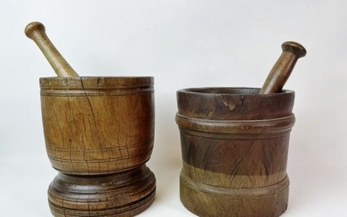 Two 19th C. Carved Lignum Mortar and Pestles (2pc)