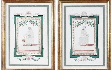 Two British Punchwork Watercolors