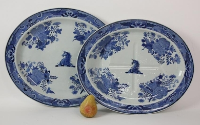 Two Chinese Export Blue Fitzhugh Platters, circa 1780