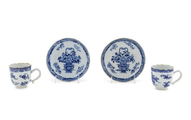 Two Chinese Export Porcelain Cups and Saucers
