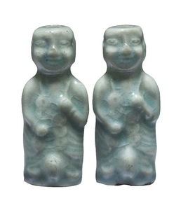 Two Chinese porcelain qingbai glazed snuff bottles,...