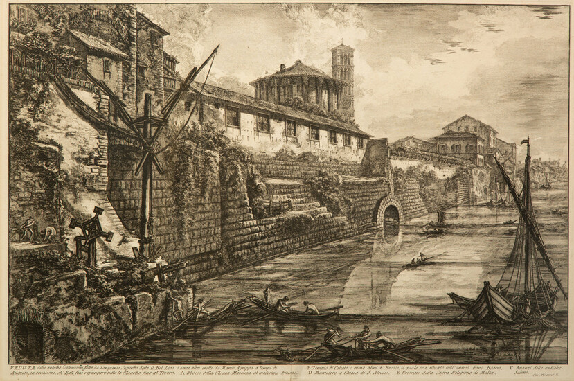 Two Etchings by Giovanni Battista Piranesi (Italian, 1720 - 1778), View along the Via del Corso of the Palazzo dell'Accademia