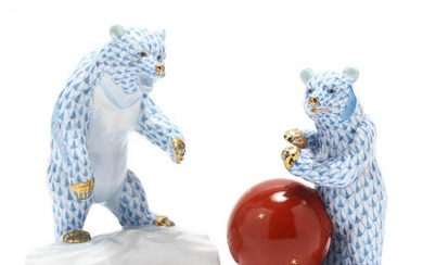 Two Herend Porcelain Bear Figures