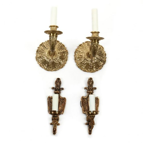 Two Pairs of Vintage Brass Sconces
