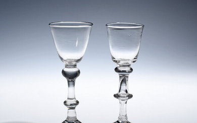 Two balustroid wine glasses c.1740-50