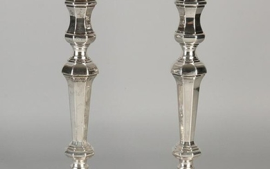 Two silver table candlesticks 800/000, Louis XIV style