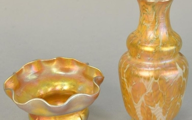 Two vases, including: Quezal art glass vase, marked
